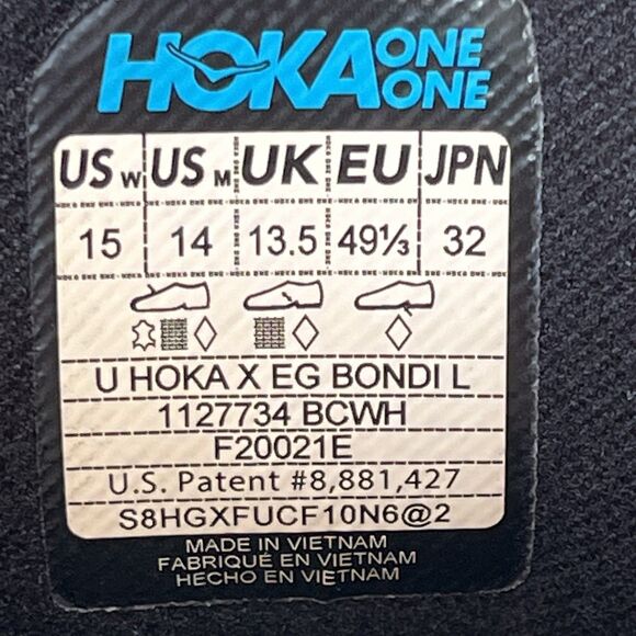 Hoka One One X Engineered Garments Bondi L Black/Cow Hair Athletic Shoes M 14 - Picture 14 of 16